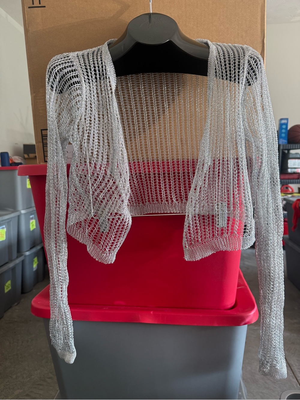 Silver Open-Weave Cropped Bolero Sweater - Women p56